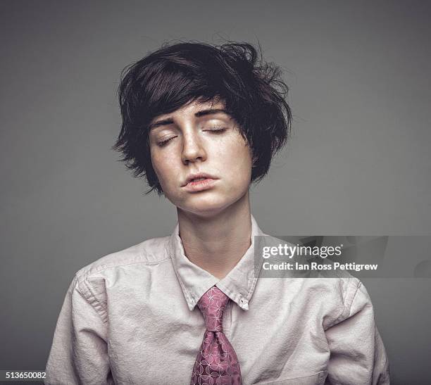 portrait of androgynous model - androgynous stock pictures, royalty-free photos & images