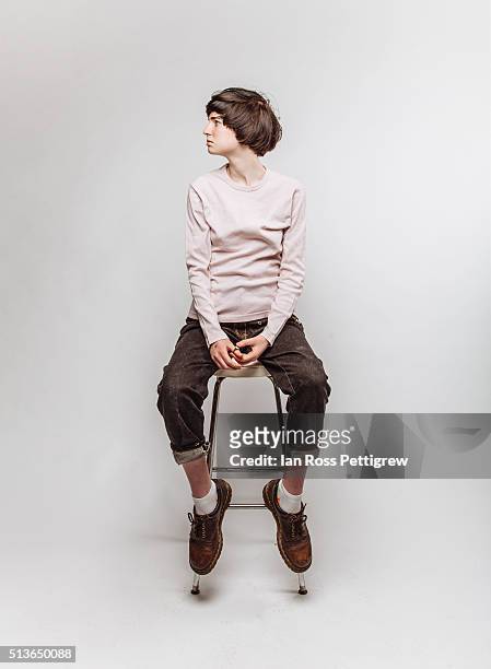 portrait of androgynous model - androgynous stock pictures, royalty-free photos & images