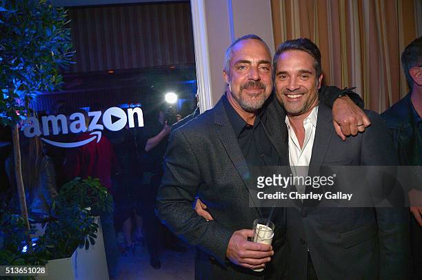 Actor Welliver and Head of Drama Series for Amazon Studios, Morgan Wandell attends Amazon Red Carpet Premiere Screening For Season Two Of Original...