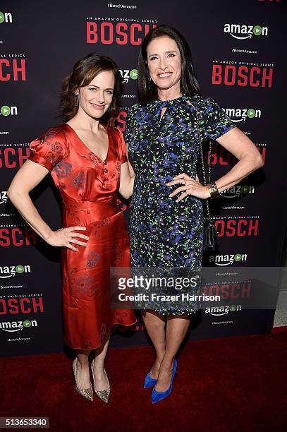 Acors Sarah Clarke and Mimi Rogers attend the Premiere Of Amazon's "Bosch" Season 2 at SilverScreen Theater at the Pacific Design Center on March 3,...