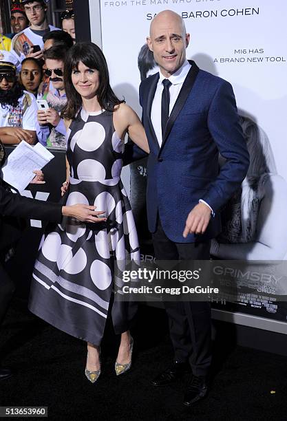 Actor Mark Strong and Liza Marshall arrive at the premiere of Columbia Pictures And Village Roadshow Pictures "The Brothers Grimsby" at Regency...