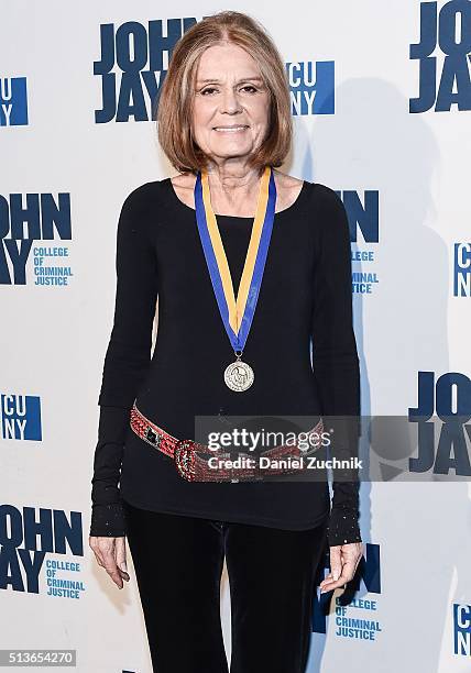 Gloria Steinem attends the 2016 John Jay Medal For Justice Award at Gerald W. Lynch Theater on March 3, 2016 in New York City.