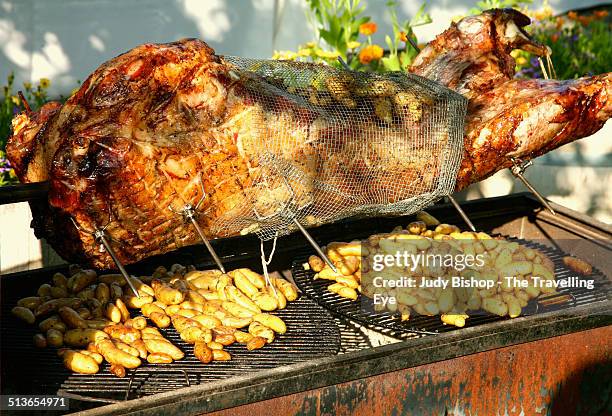 28 A Whole Lamb Roasting On Barbecue Grill Stock Photos, High-Res