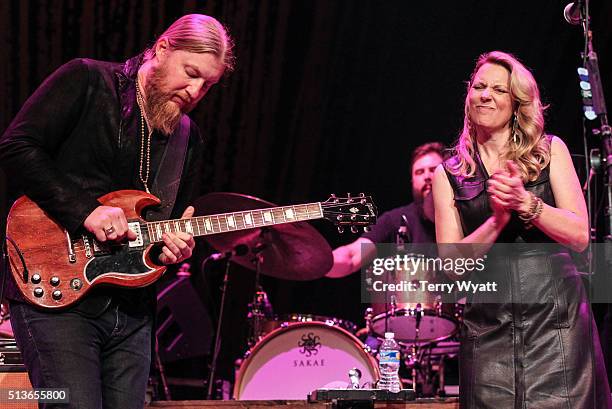 Derek Trucks and Susan Tedeschi of the Tedeschi Trucks Band perform at Ryman Auditorium on March 3, 2016 in Nashville, Tennessee.