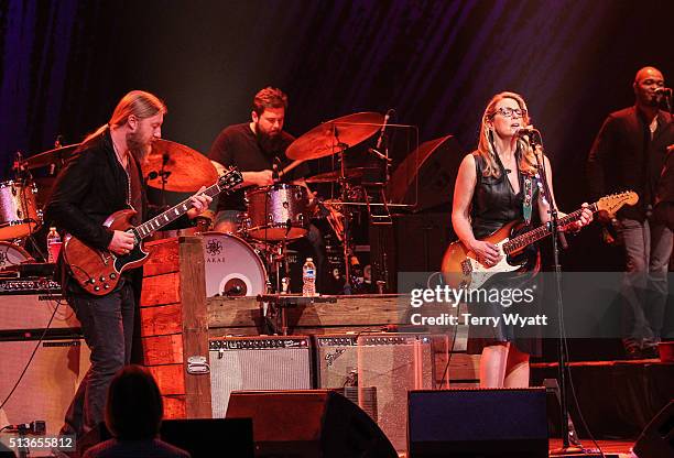 Derek Trucks and Susan Tedeschi of the Tedeschi Trucks Band perform at Ryman Auditorium on March 3, 2016 in Nashville, Tennessee.