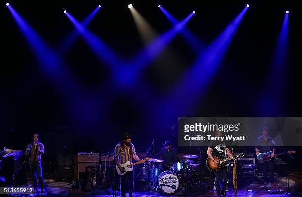 John Osborne and T.J. Osborne of Brothers Osborne perform at Ryman Auditorium on March 3, 2016 in Nashville, Tennessee.