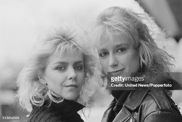 English actresses Lesley Ash and Tracy Louise Ward who star in the television series C.A.T.S. Eyes posed together in London on 26th March 1986.