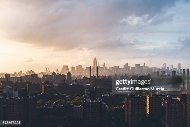 manhattan skyline - brooklyn new york stockfoto's en -beelden