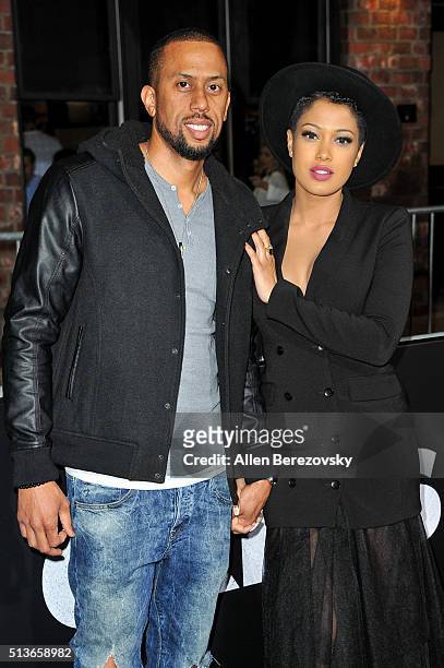 Actor Affion Crockett and a guest attend the Los Angeles Premiere of Columbia Pictures and Village Roadshow Pictures "The Brothers Grimsby" at...