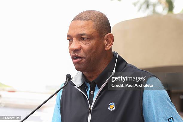 Clippers Head Coach Doc Rivers attends the ceremony to honor Sportscaster Ralph Lawler with a Star on the Hollywood Walk Of Fame on March 3, 2016 in...