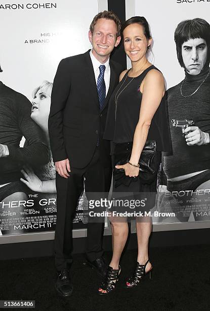 Executive Producer Todd Schulman and his guest attend the premiere of Columbia Pictures and Village Roadshow Pictures' "The Brothers Grimsby" at the...