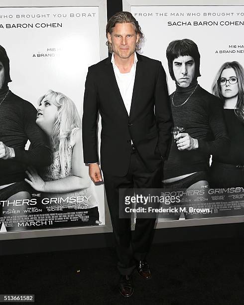 Actor Noah Huntley attends the premiere of Columbia Pictures and Village Roadshow Pictures' "The Brothers Grimsby" at the Regency Village Theatre on...