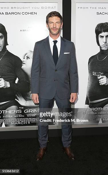 Actor Sam Hazeldine attends the premiere of Columbia Pictures and Village Roadshow Pictures' "The Brothers Grimsby" at the Regency Village Theatre on...