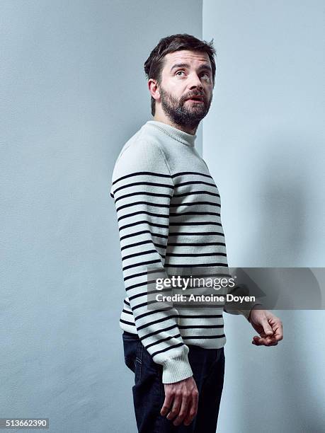 Actor Pascal Cervo is photographed for Trois couleurs on February 10, 2016 in Paris, France.