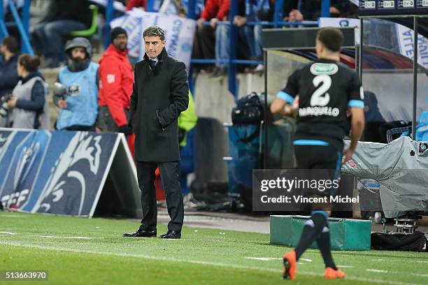 Head coach Michel of Marseille during the French Cup game between US Granville V Olympique de Marseille at Stade Michel D'Ornano on March 3, 2016 in...