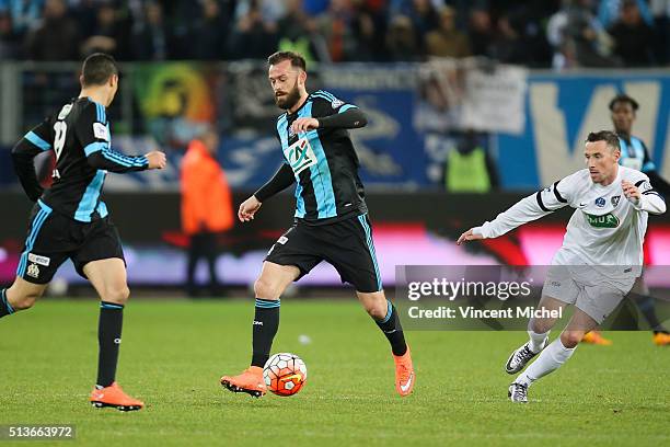 Steven Fletcher of Marseille during the French Cup game between US Granville V Olympique de Marseille at Stade Michel D'Ornano on March 3, 2016 in...