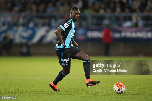 Benjamin Mendy of Marseille during the French Cup game between US Granville V Olympique de Marseille at Stade Michel D'Ornano on March 3, 2016 in...
