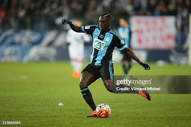 Benjamin Mendy of Marseille during the French Cup game between US Granville V Olympique de Marseille at Stade Michel D'Ornano on March 3, 2016 in...