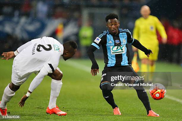 Georges Kevin Nkoudou of Marseille during the French Cup game between US Granville V Olympique de Marseille at Stade Michel D'Ornano on March 3, 2016...