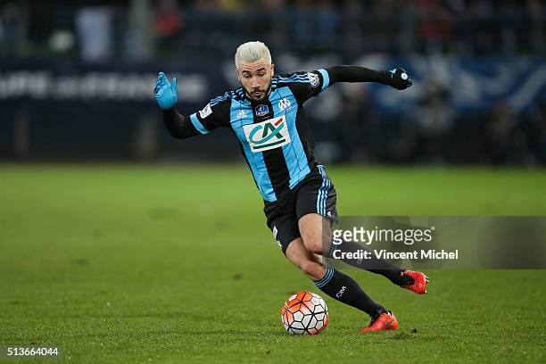 Romain Alessandrini of Marseille during the French Cup game between US Granville V Olympique de Marseille at Stade Michel D'Ornano on March 3, 2016...