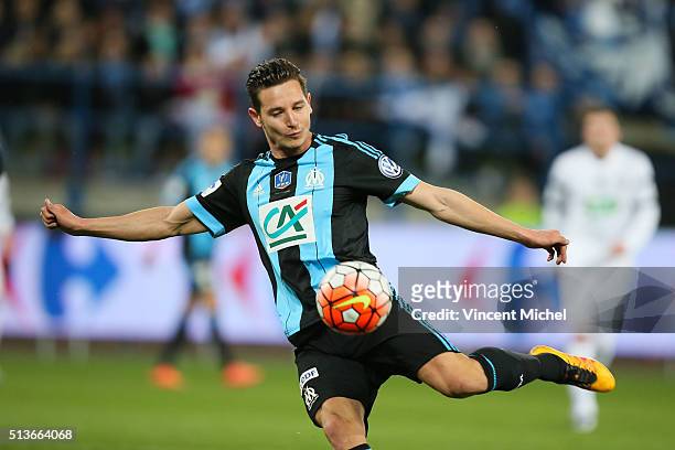 Florian Thauvin of Marseille during the French Cup game between US Granville V Olympique de Marseille at Stade Michel D'Ornano on March 3, 2016 in...