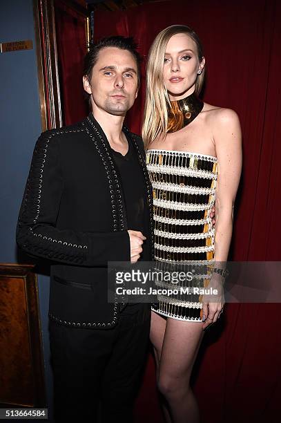 Matt Bellamy and Elle Evans attend Balmain Aftershow Party as part of Paris Fashion Week Womenswear Automn/Winter 2016 at Restaurant Laperouse on...