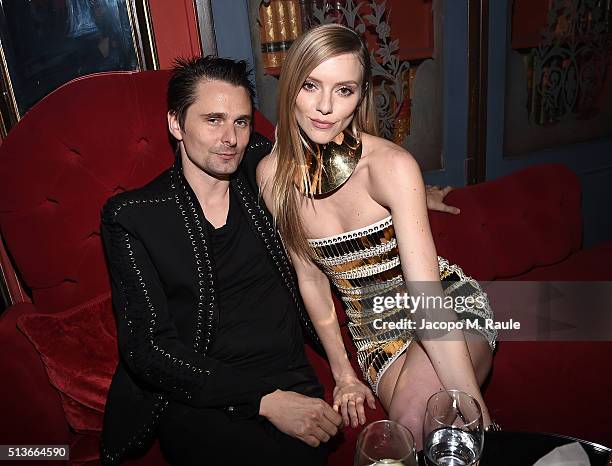 Matt Bellamy and Elle Evans attend Balmain Aftershow Party as part of Paris Fashion Week Womenswear Automn/Winter 2016 at Restaurant Laperouse on...