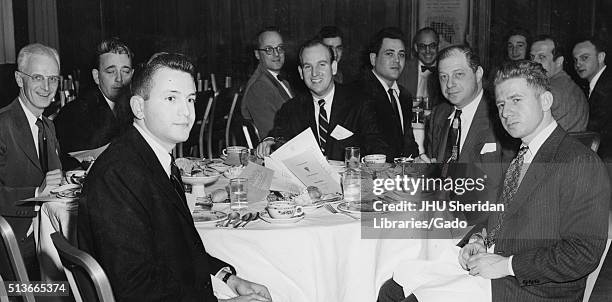 Colleagues at Alumni Banquet, including Arthur Sarnoff , at the time a recent graduate and permanent class president of the Johns Hopkins University;...