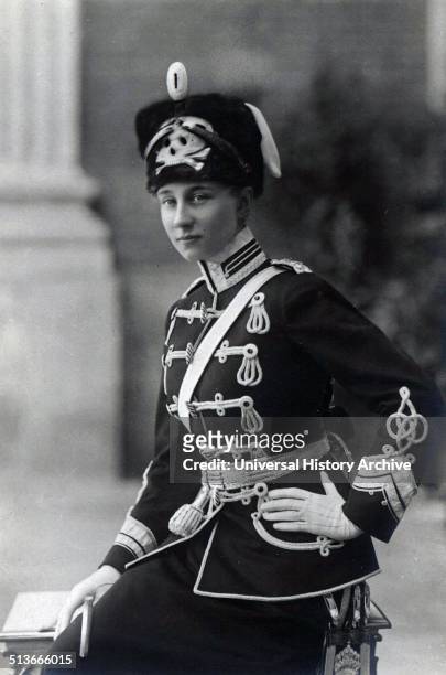 Photograph of a Young Princess Victoria Louise of Prussia in ceremonial military dress. Dated 1913