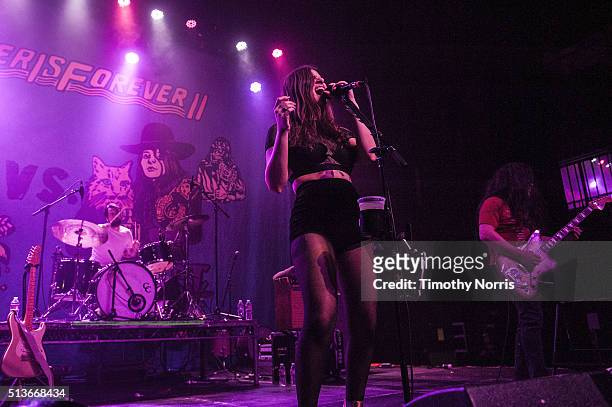 Brady Miller, Bethany Cosentino and Bobb Bruno of Best Coast perform at The Fonda Theatre on March 3, 2016 in Los Angeles, California.