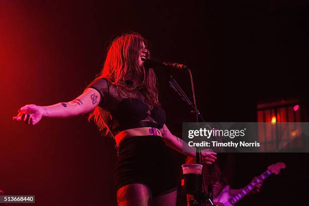 Bethany Cosentino and Bobb Bruno of Best Coast perform at The Fonda Theatre on March 3, 2016 in Los Angeles, California.