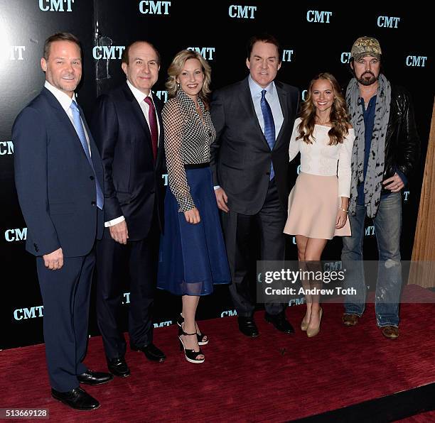 Jayson Dinsmore, Philippe Dauman, Joey Lauren Adams, Brian Philips, Madison Iseman and Billy Ray Cyrus attend the Viacom Kids and Family Group...