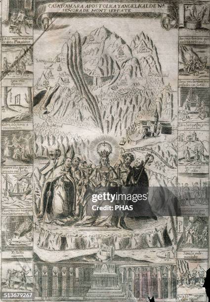Casa y Camara Apostolica y angelical de Nuestra Sen~ora de Montserrat. Engraving,1677.