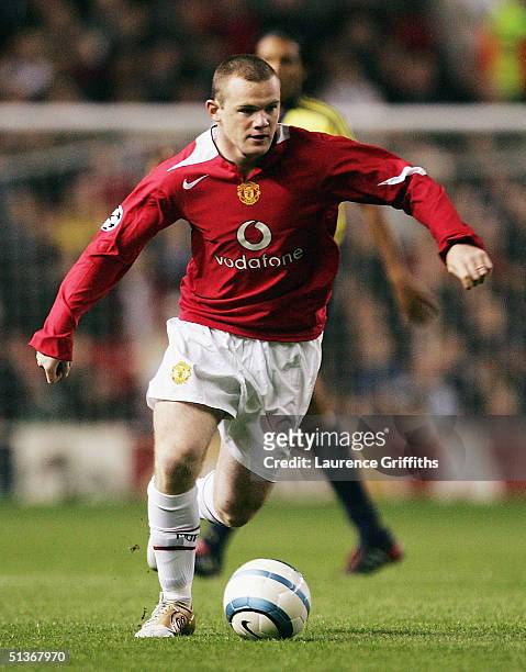 Wayne Rooney of Manchester Unitedin action during the UEFA Champions League Group D match between Manchester United and Fenerbahce SK at Old Trafford...