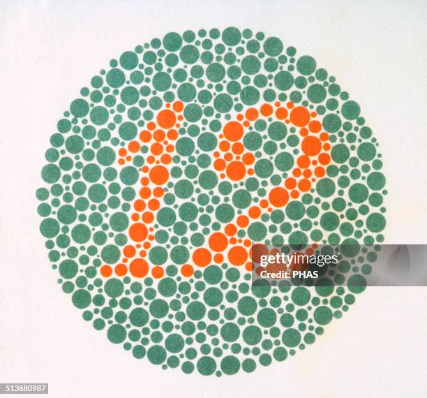 The Ishihara Color Test. Color perception test for red-green color deficiencies. Ishihara Plate No. 1.