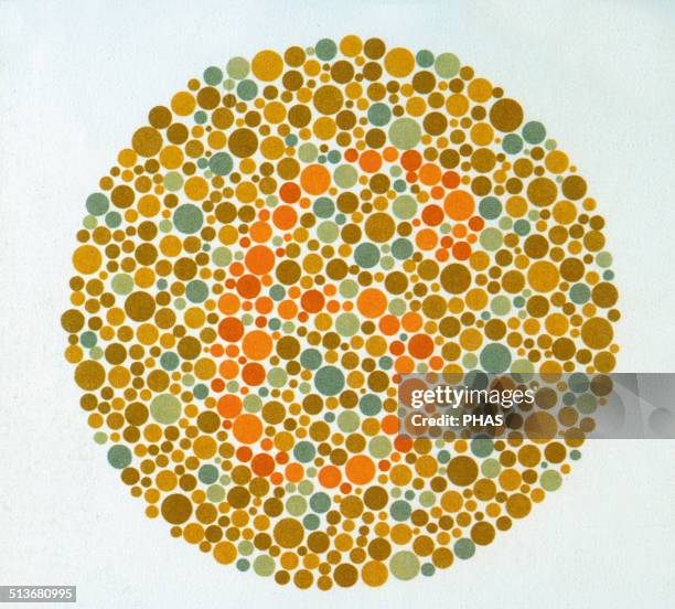 The Ishihara Color Test. Color perception test for red-green color deficiencies. Ishihara Plate No. 3.