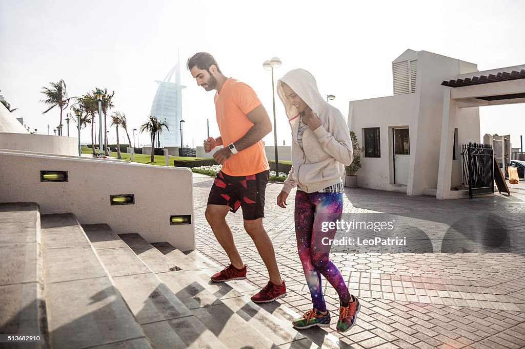 Fitness and exercising on steps in Dubai - Sporty People