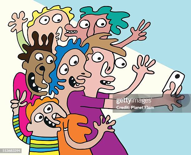 group selfie - group shot stock illustrations