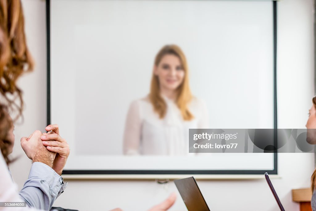 Businesspeople having a conference