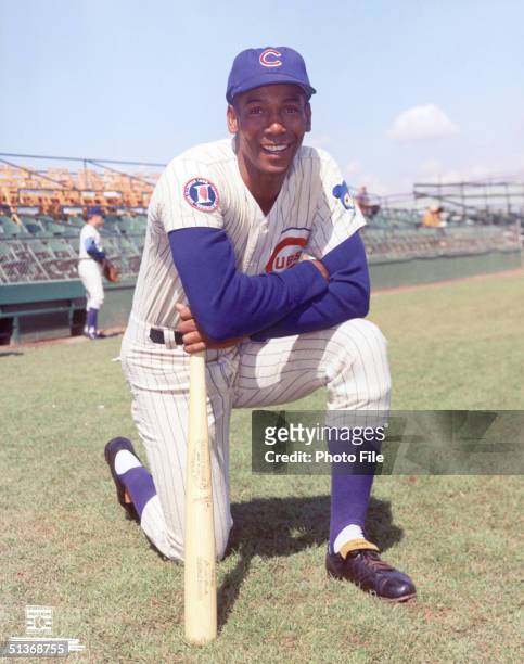 Ernie Banks of the Chicago Cubs poses for a portrait. Ernie Banks played for the Cubs from 1953-1971.
