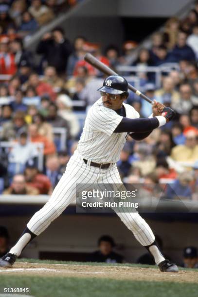 Reggie Jackson of the New York Yankees stands ready at the plate during a game in 1978 at Yankee Stadium in Bronx, New York.