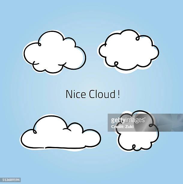 illustrazioni stock, clip art, cartoni animati e icone di tendenza di graziosa piccole nuvole - nube