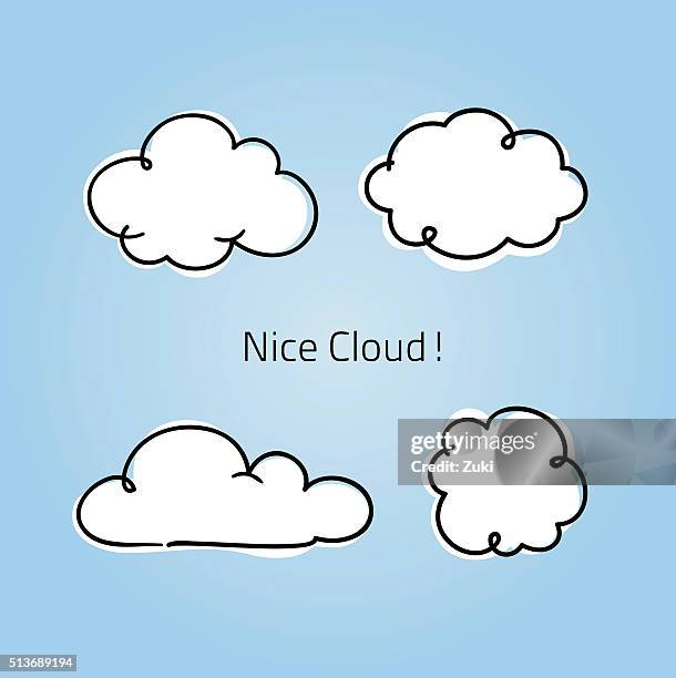 illustrazioni stock, clip art, cartoni animati e icone di tendenza di graziosa piccole nuvole - nube