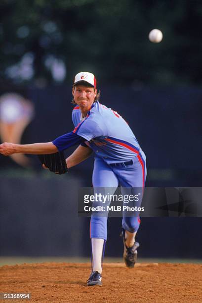 Randy Johnson of the Montreal Expos delivers a pitch during a game circa 1988-1989.