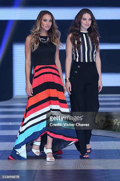 Models Hannah Davis and Emily DiDonato walk the runway during the Liverpool Fashion Fest Spring/Summer 2016 at Televisa San Angel on March 3, 2016 in...