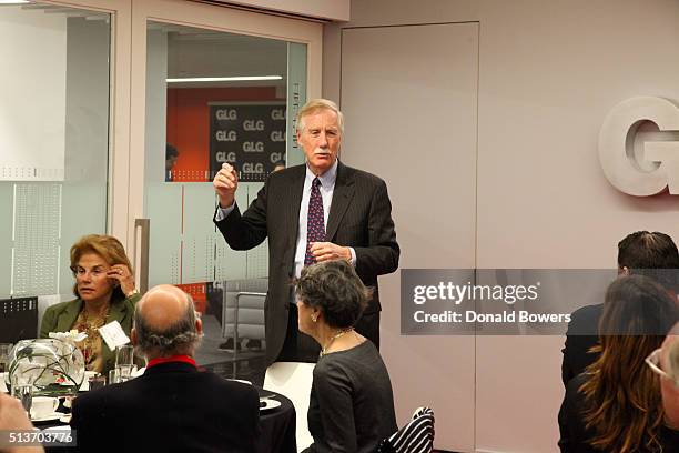 Senator Angus King visits GLG on March 4, 2016 in New York City.