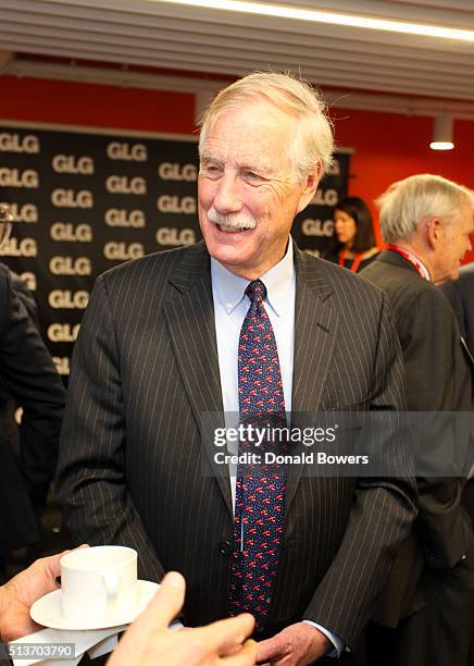 Senator Angus King visits GLG on March 4, 2016 in New York City.