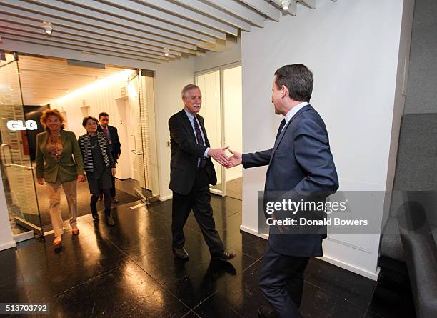 Senator Angus King and Richard Socarides, Head of Public Affairs at GLG, visit GLG on March 4, 2016 in New York City.