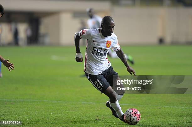 Gael Kakuta of Hebei China Fortune drives the ball during the Chinese Football Association Super League match between Guangzhou R&F and Hebei China...