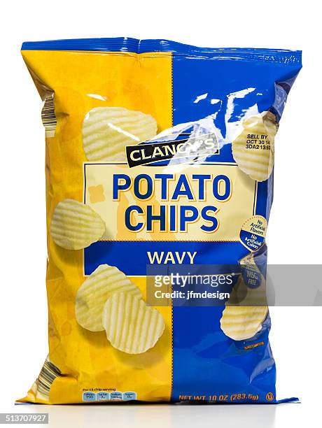 clancy's wavy potato chips bag - potato chips stock pictures, royalty-free photos & images